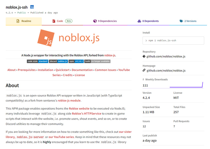 超过十几个恶意的npm包针对Roblox游戏开发者